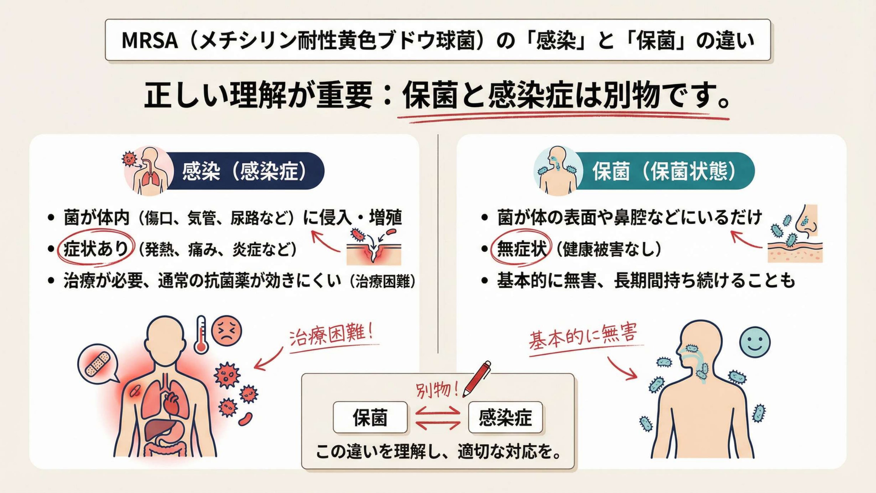 ここが肝心——「感染」と「保菌」は別物